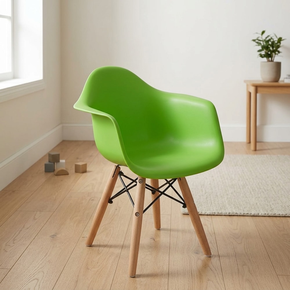 Sillón Infantil Verde con Patas Madera