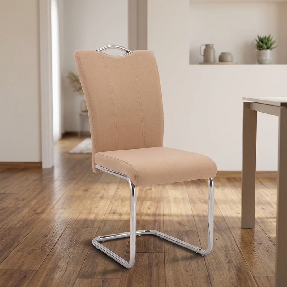 Pack de 4 sillas de comedor tapizadas en beige