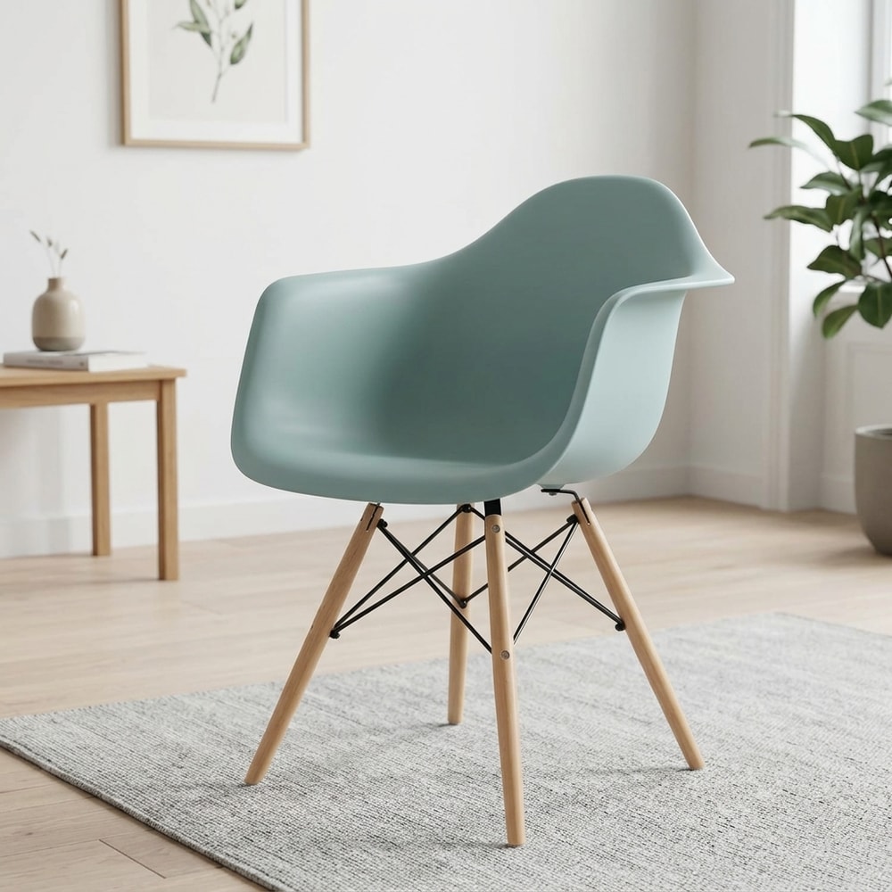 Sillón nórdico aguamarina patas madera