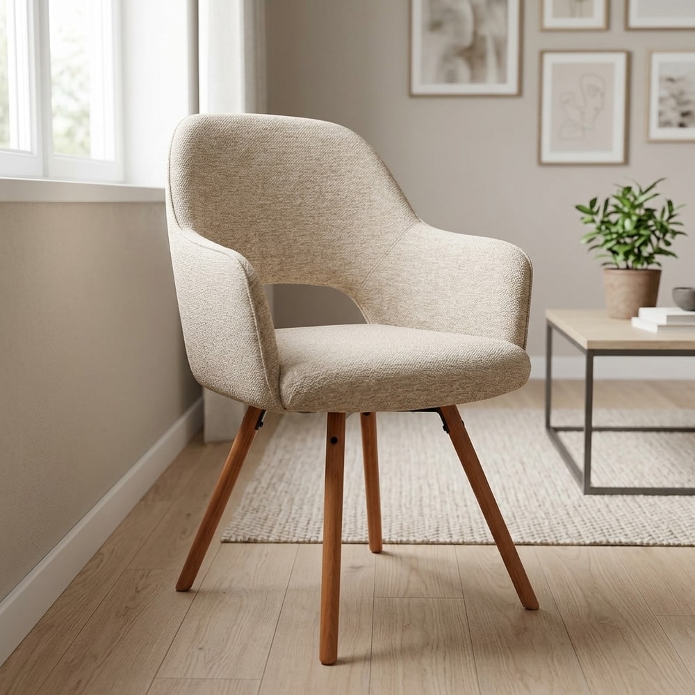 Silla de comedor giratoria tapizada beige