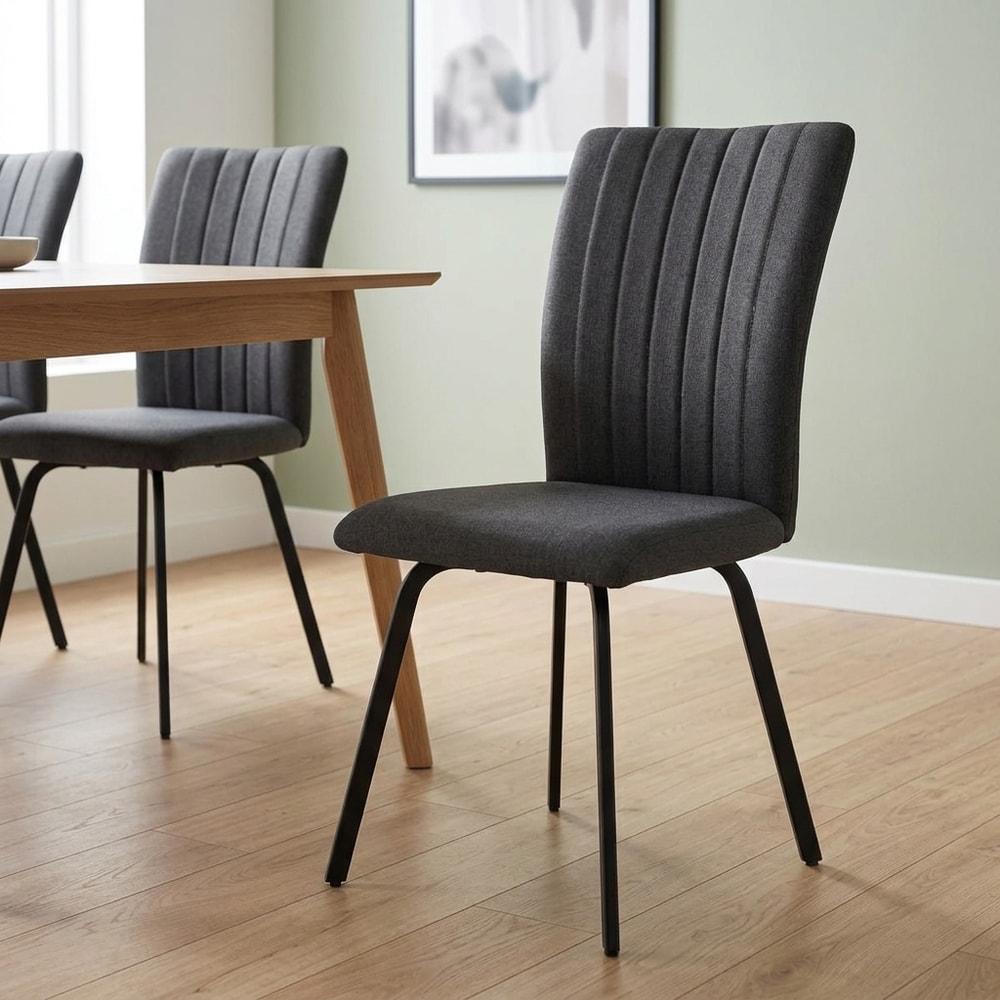 Silla de Comedor Tapizada Tela y Metal