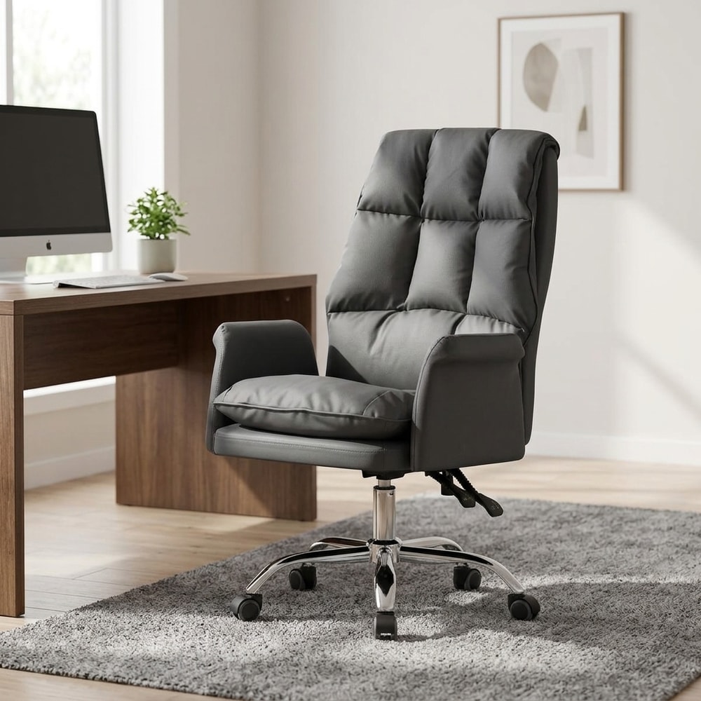 Sillón de oficina ergonómico en similpiel gris