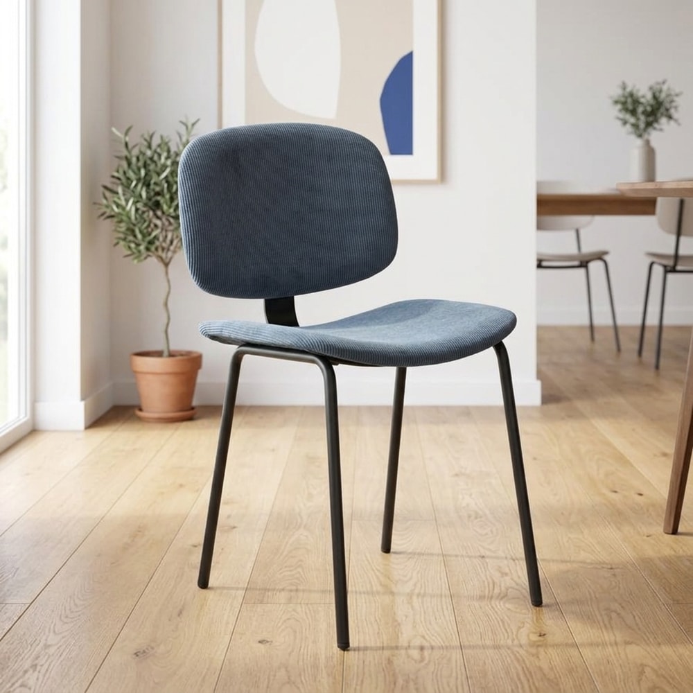 Silla de comedor moderna azul con patas negras