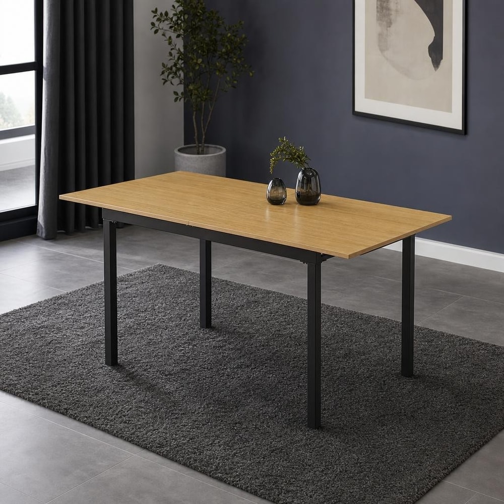 Mesa de comedor extensible con patas negras