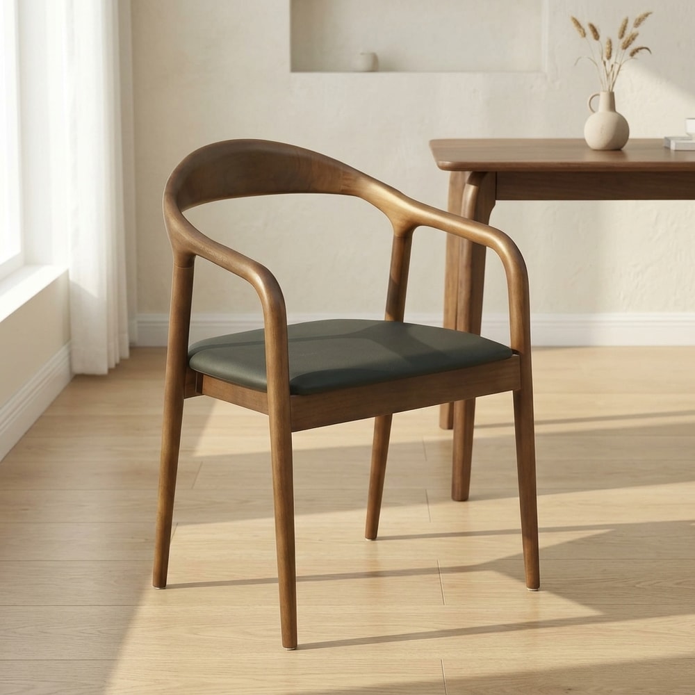 Sillón de comedor madera de nogal y similpiel