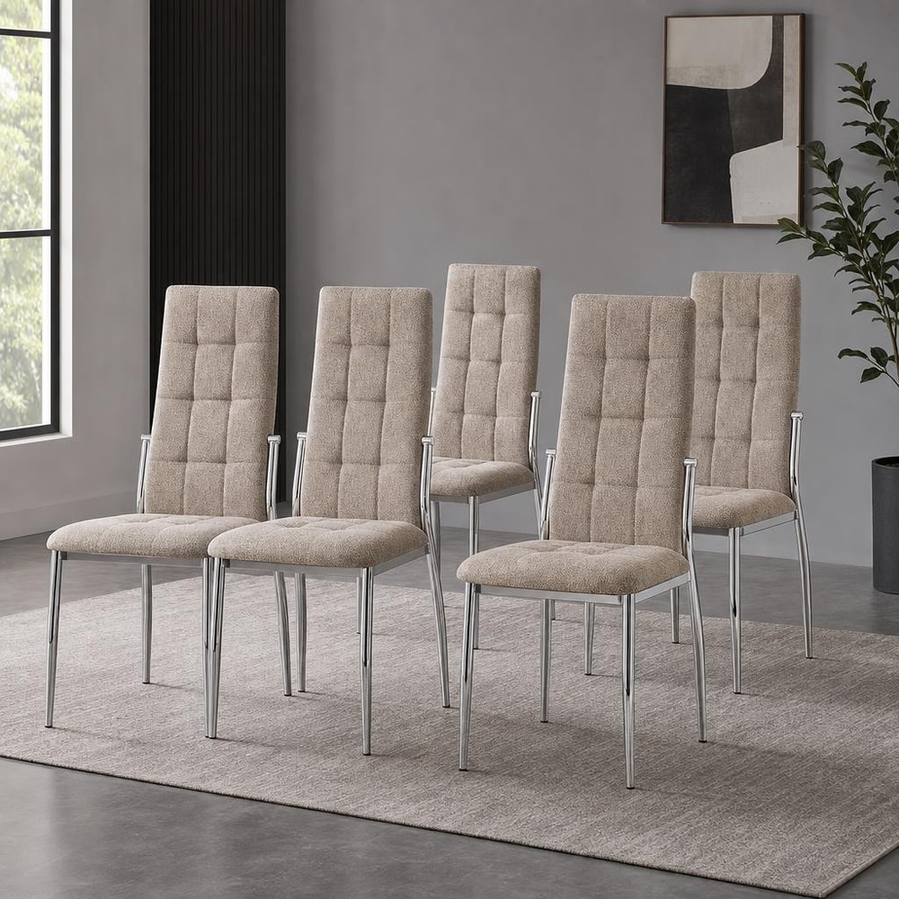 6 sillas de comedor tapizadas beige tostado