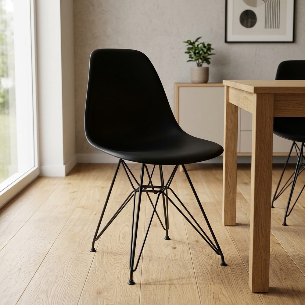 Silla de comedor negra patas de acero
