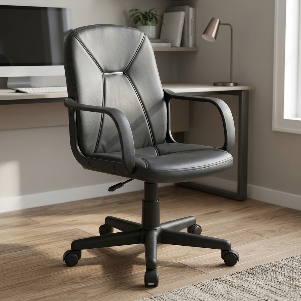 Sillón de oficina giratorio en símil piel negro