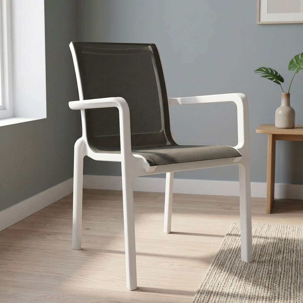 Sillón de diseño apilable blanco y antracita