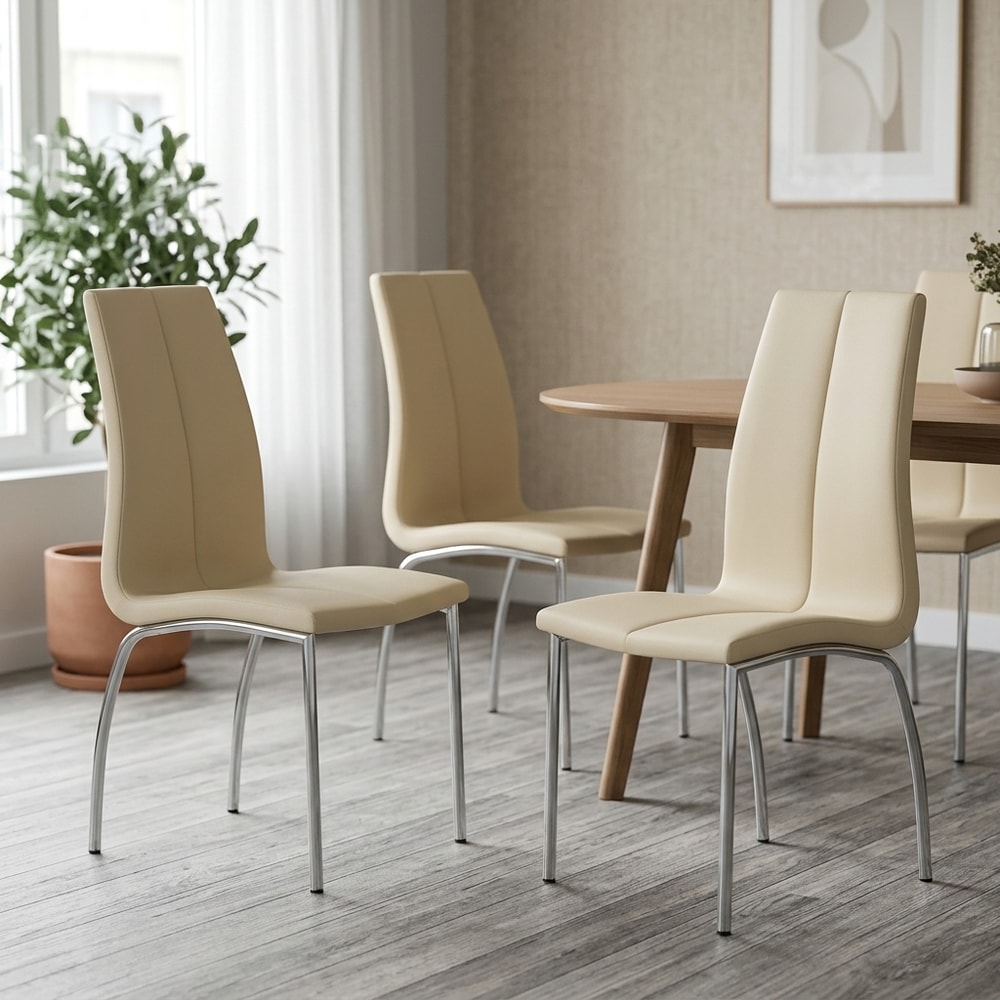 Pack 4 sillas de comedor tapizadas beige