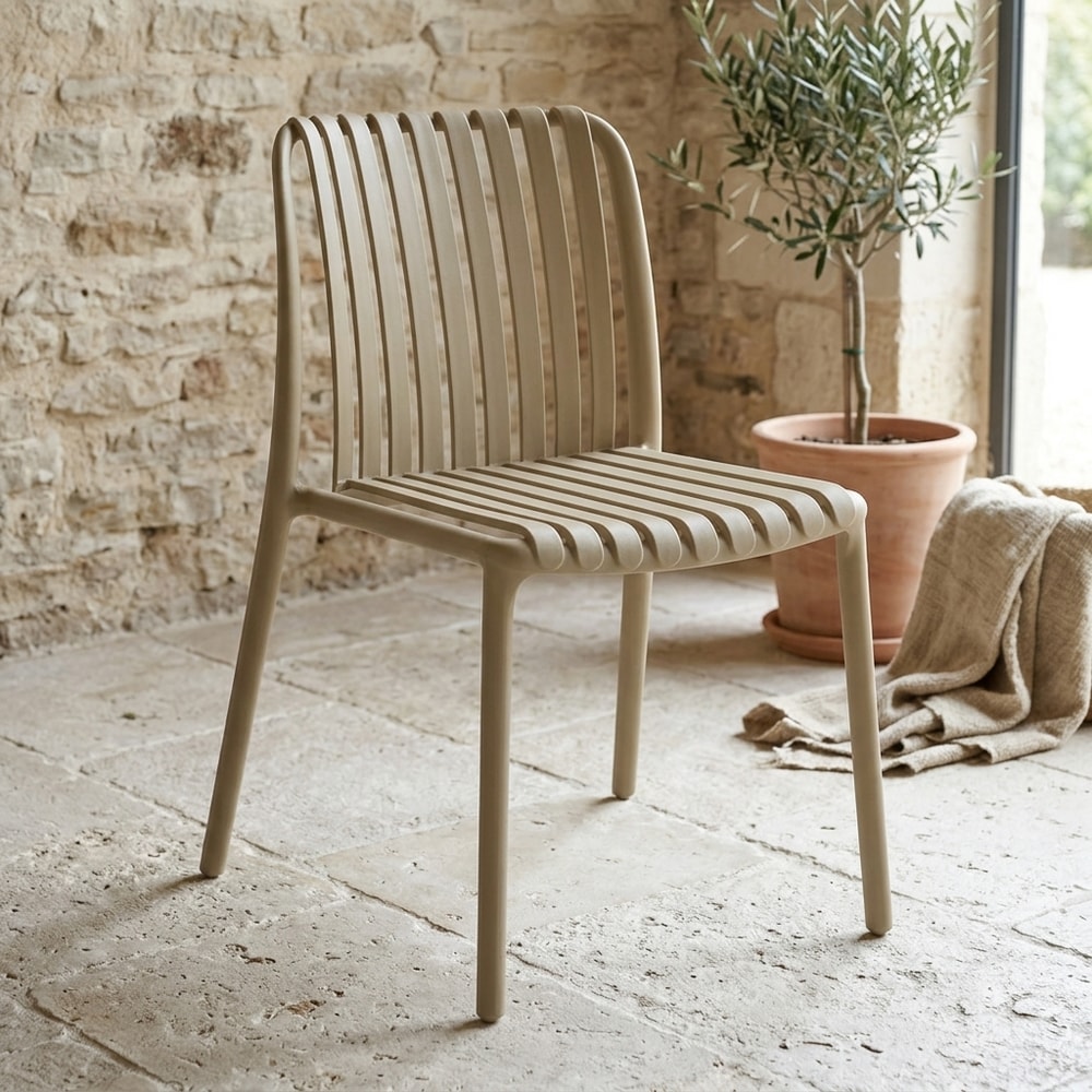 Silla de jardín apilable beige