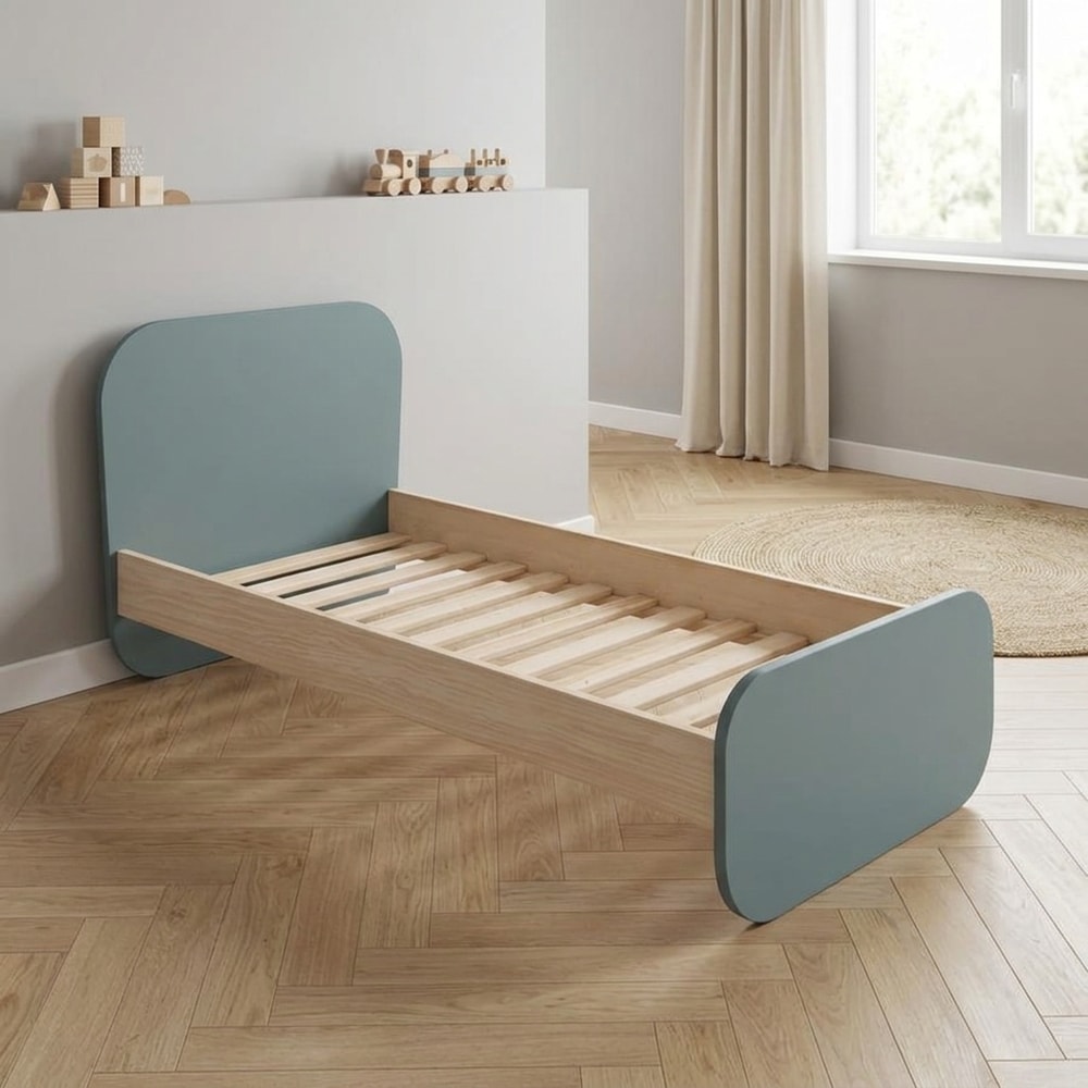 Cama Juvenil Verde con Cabecero y Somier