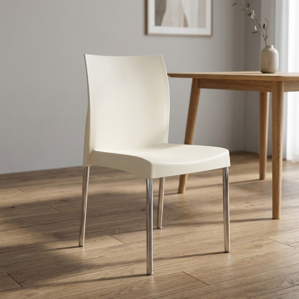 Silla apilable blanca para jardín y terraza