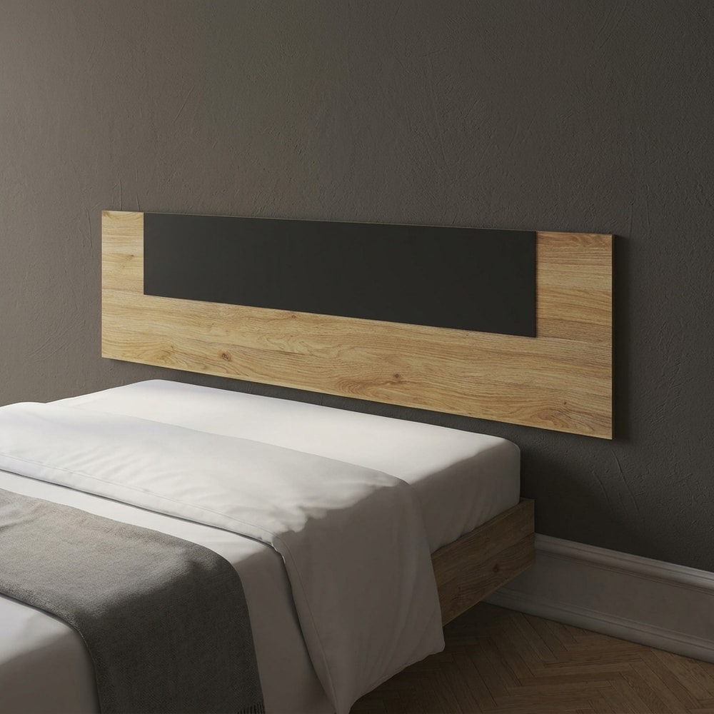 Cabecero de Cama Doble Madera y Negro