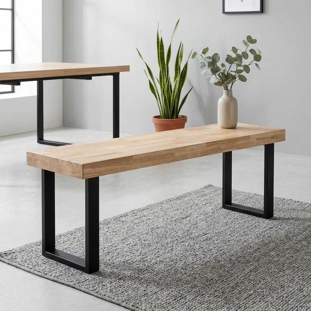Banco de comedor estilo industrial madera y metal
