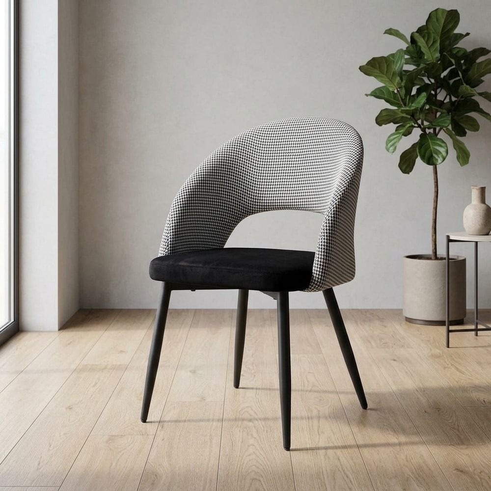 Silla de comedor pata de gallo y terciopelo negro