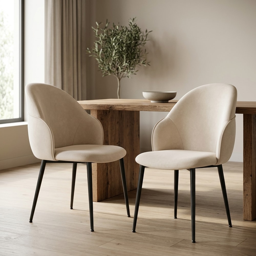 Pack 2 Sillas Comedor Tapizadas Beige