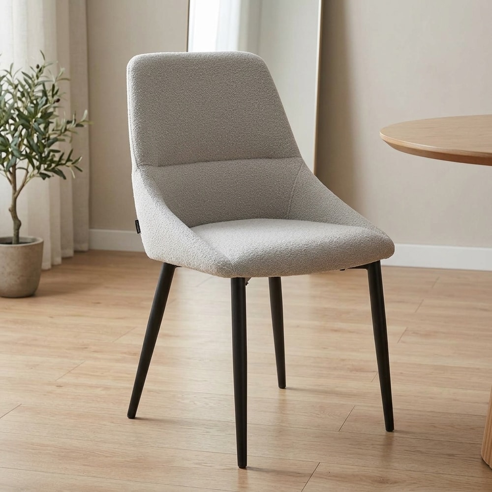 Silla de Comedor Tapizada Gris Patas Metal