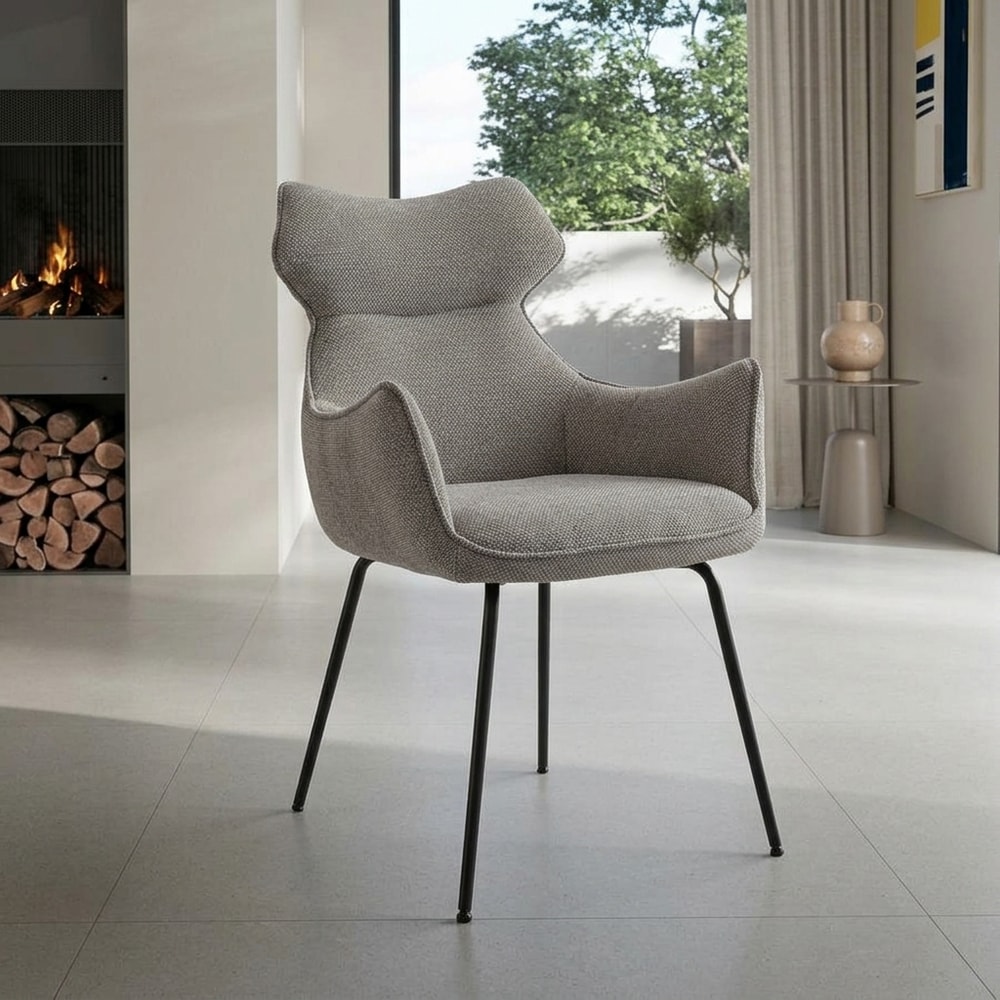 Sillón de comedor ergonómico tapizado gris