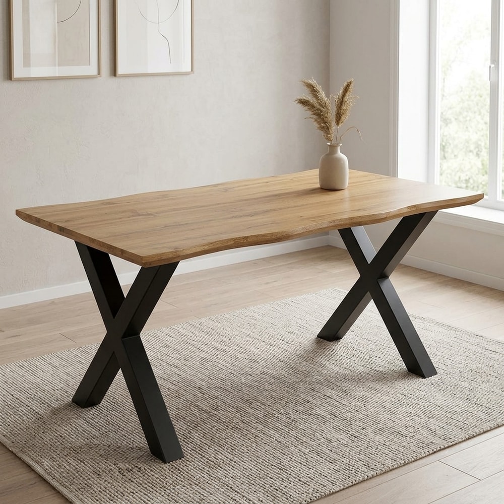 Mesa de comedor industrial roble y negro