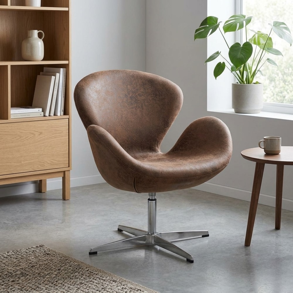 Sillón giratorio de diseño en similpiel vintage