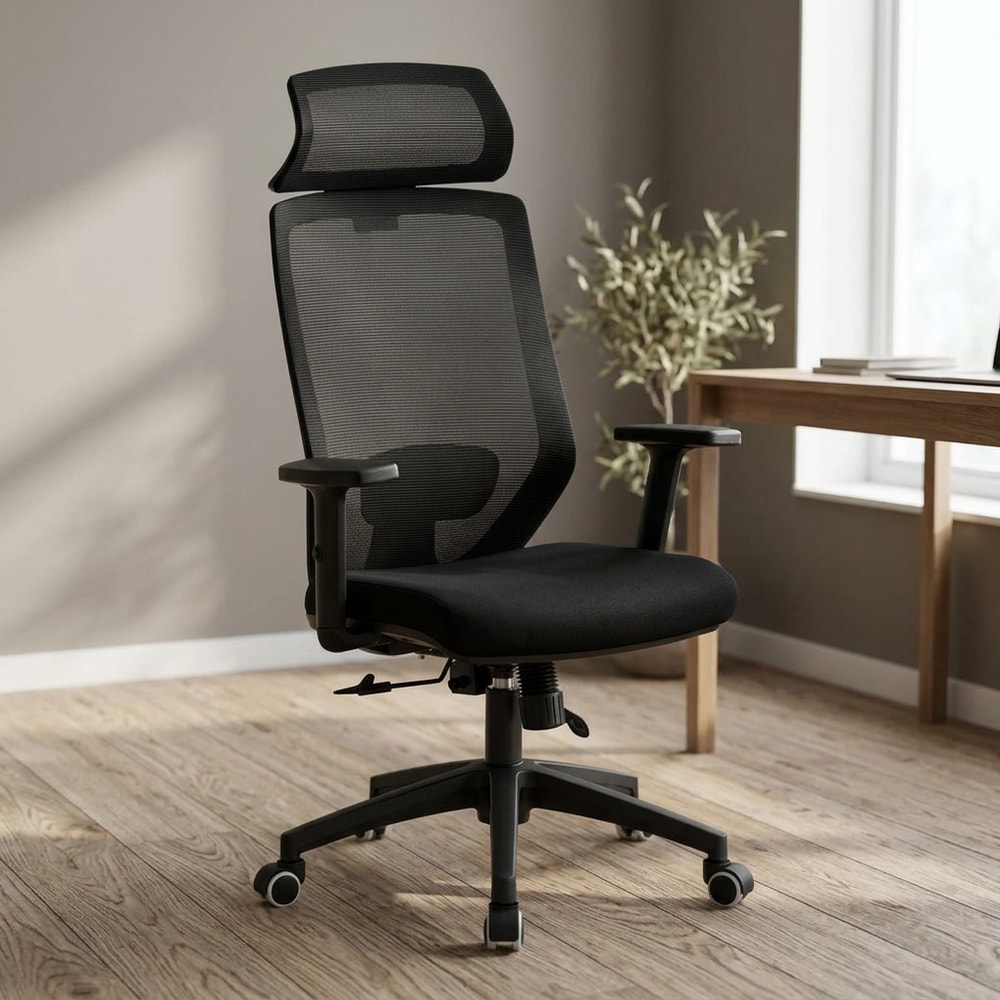 Silla de oficina ergonómica con reposacabezas