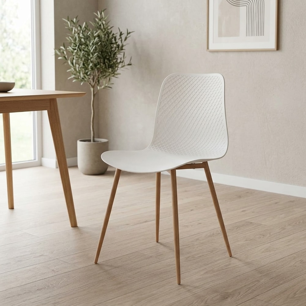 Silla comedor blanca patas efecto madera