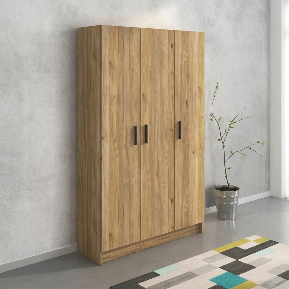 Armario multiusos de 3 puertas en madera natural