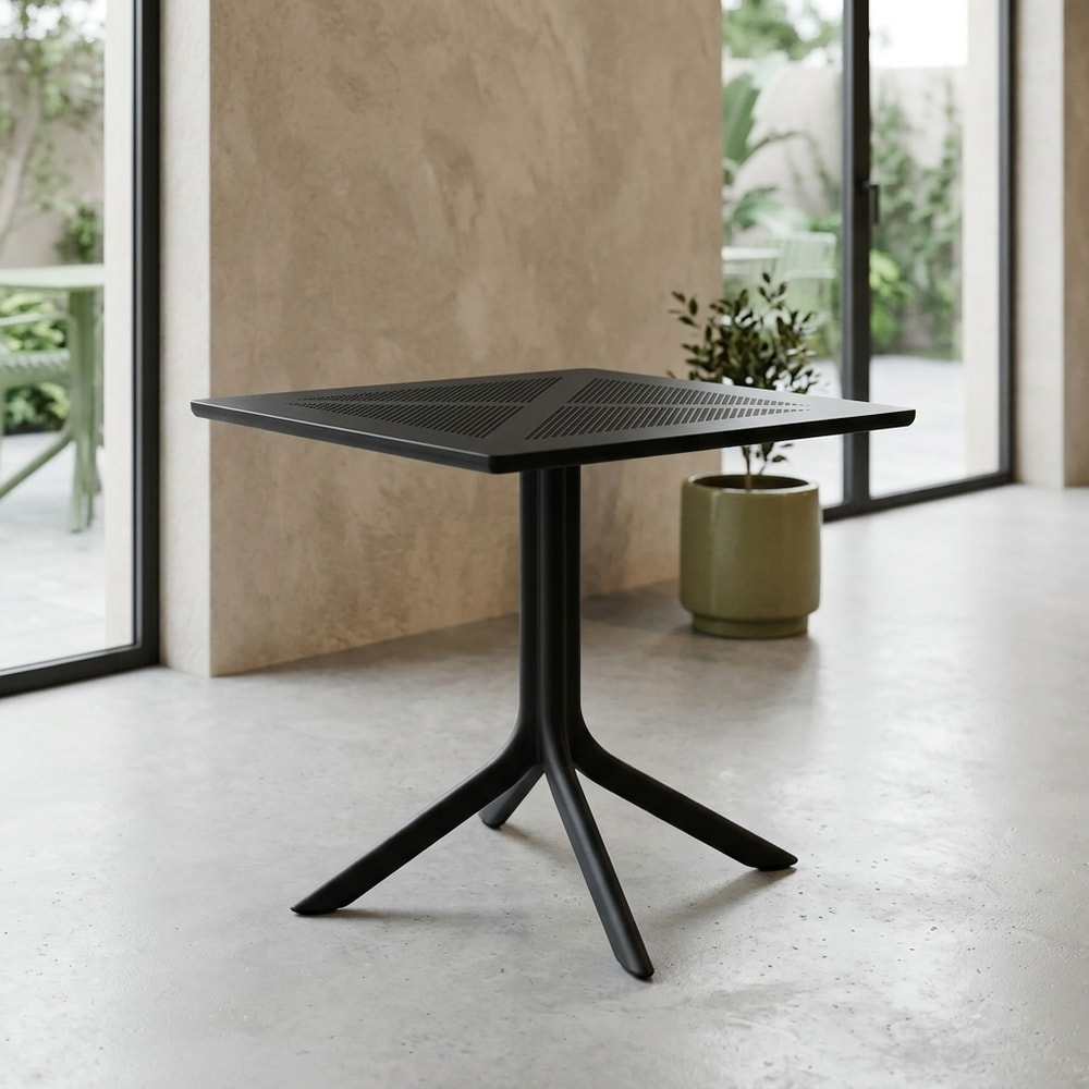 Mesa de exterior cuadrada negra