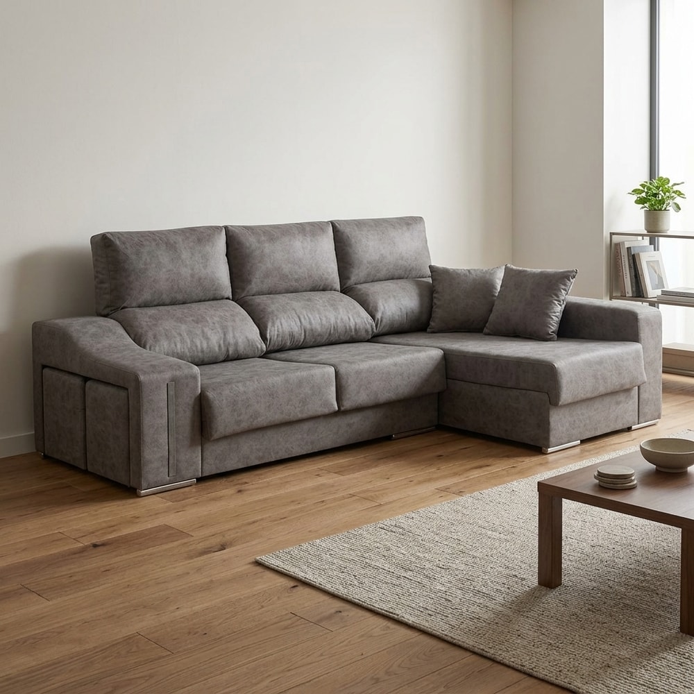 Sofá Chaise Longue 3 Plazas con Arcón Grafito