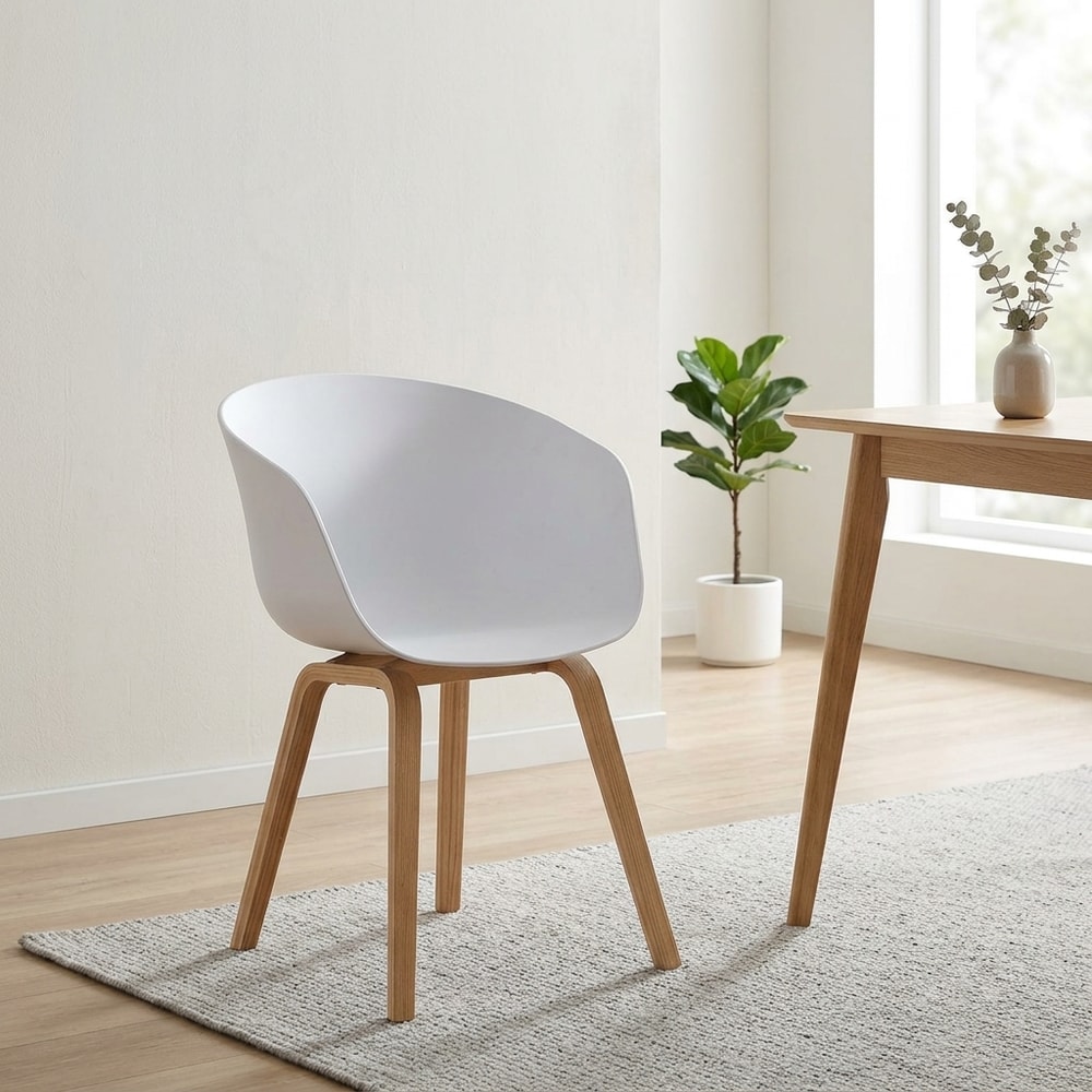 Sillón de diseño moderno blanco y madera