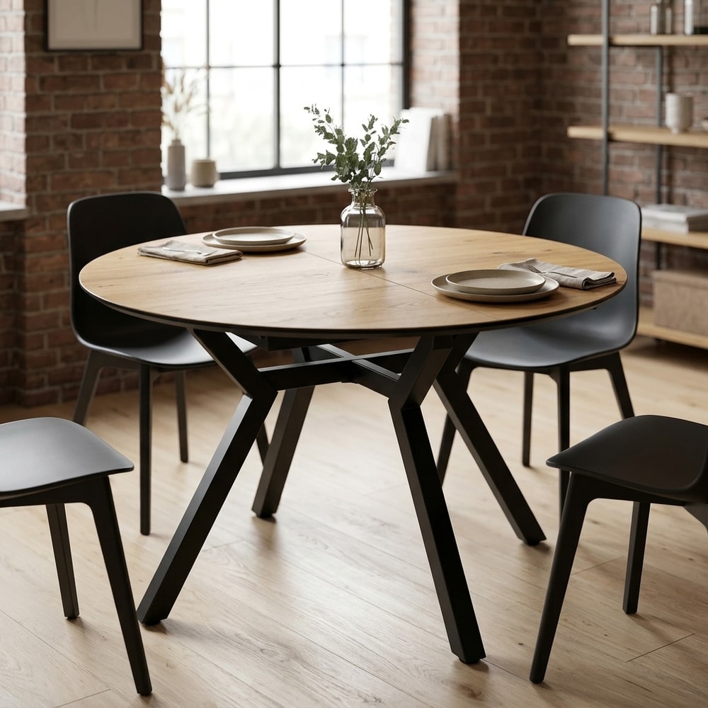 Mesa de Comedor Extensible Roble y Negro