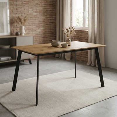 Mesa de comedor rectangular estilo industrial