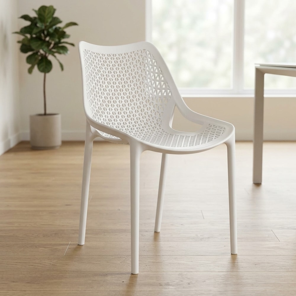 Silla de Exterior Apilable en Polipropileno Blanco
