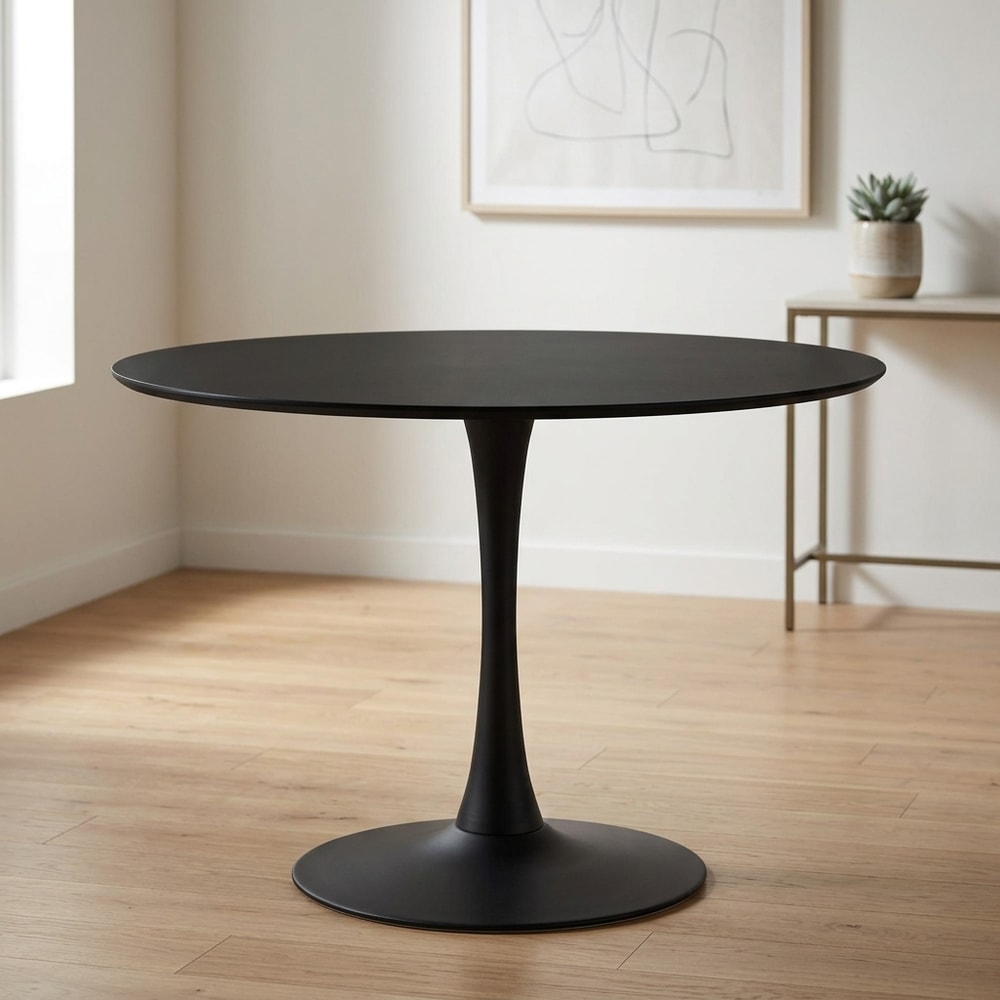 Mesa de comedor redonda de diseño moderno negra