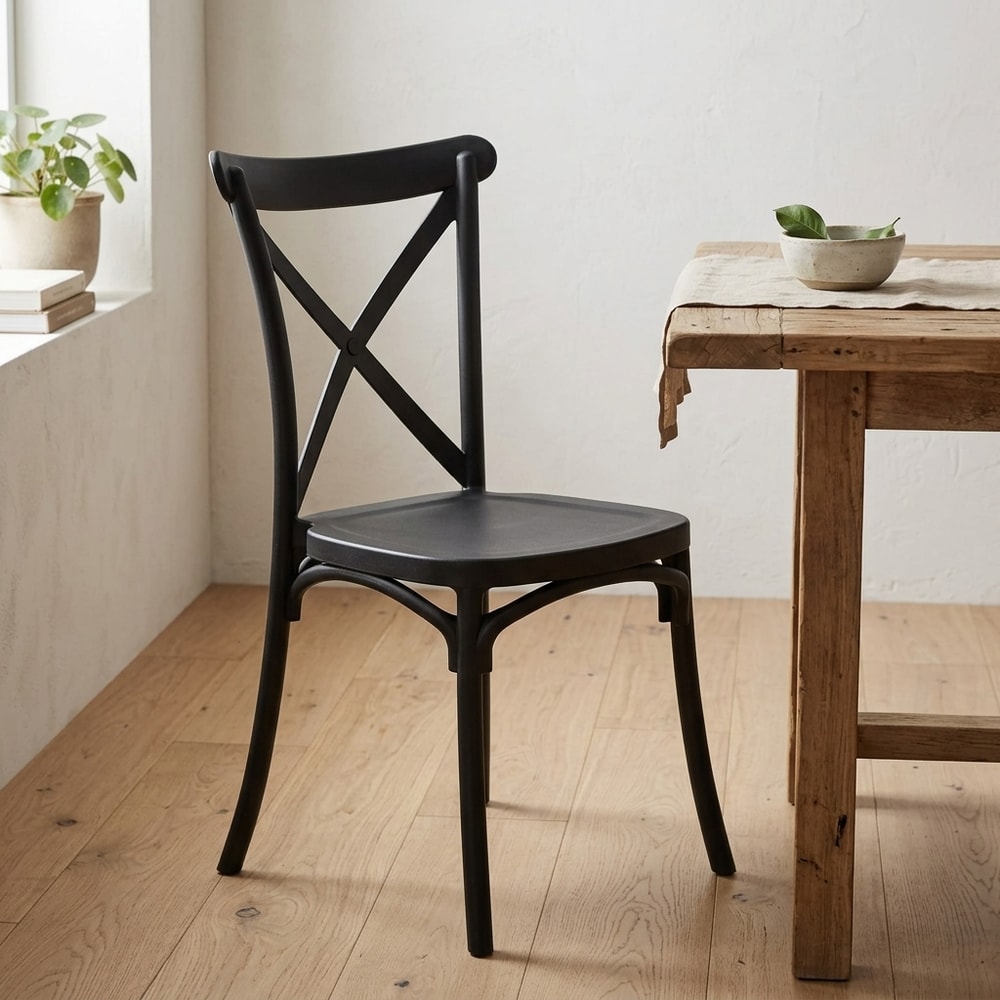Silla de comedor Crossback en polipropileno negro
