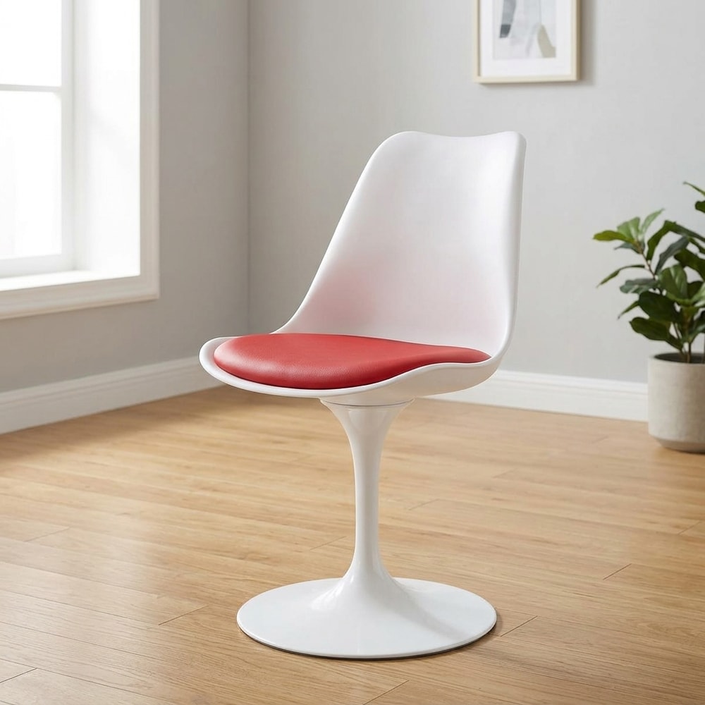 Silla de comedor giratoria blanca y roja
