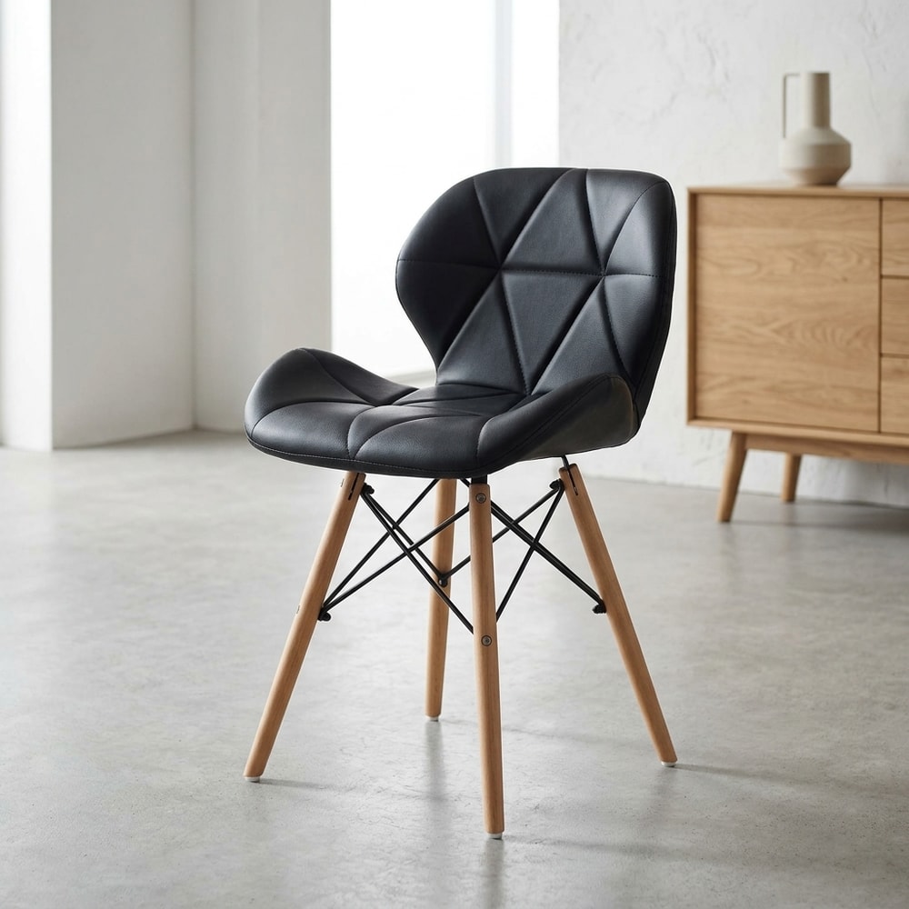 Silla de comedor nórdica en similpiel negra