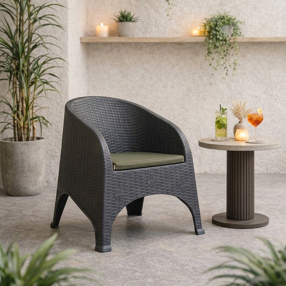 Sillón de exterior apilable antracita con cojín