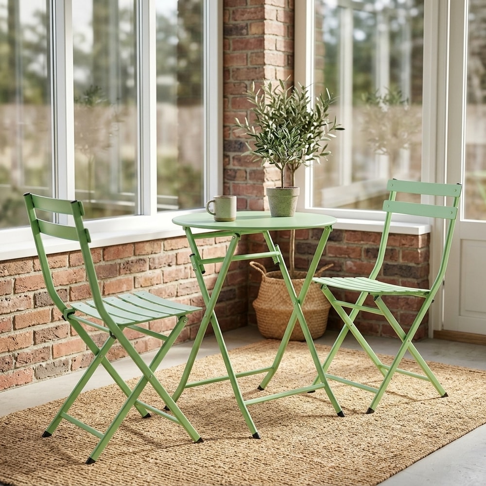 Set de café plegable de metal color pistacho
