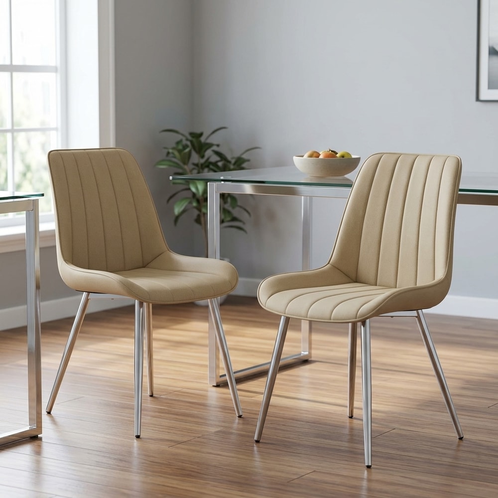 Pack 2 Sillas Comedor Tapizadas Crema