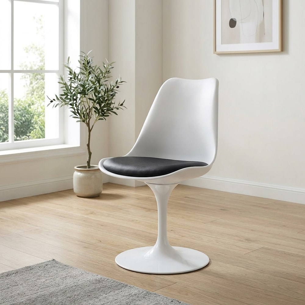 Silla de comedor giratoria blanca y negra