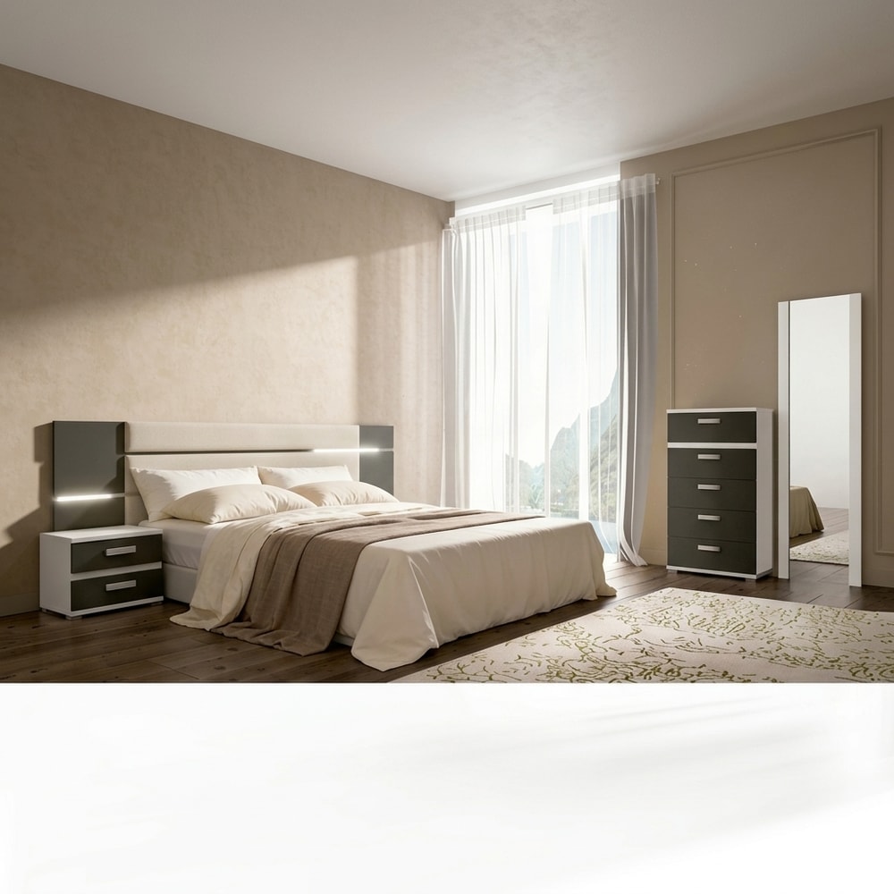 Dormitorio completo moderno blanco y gris