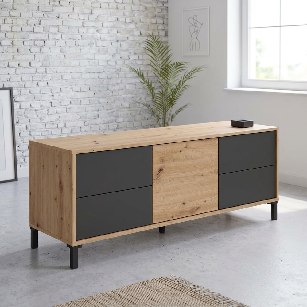 Mueble TV 2 Puertas y 2 Cajones Bicolor
