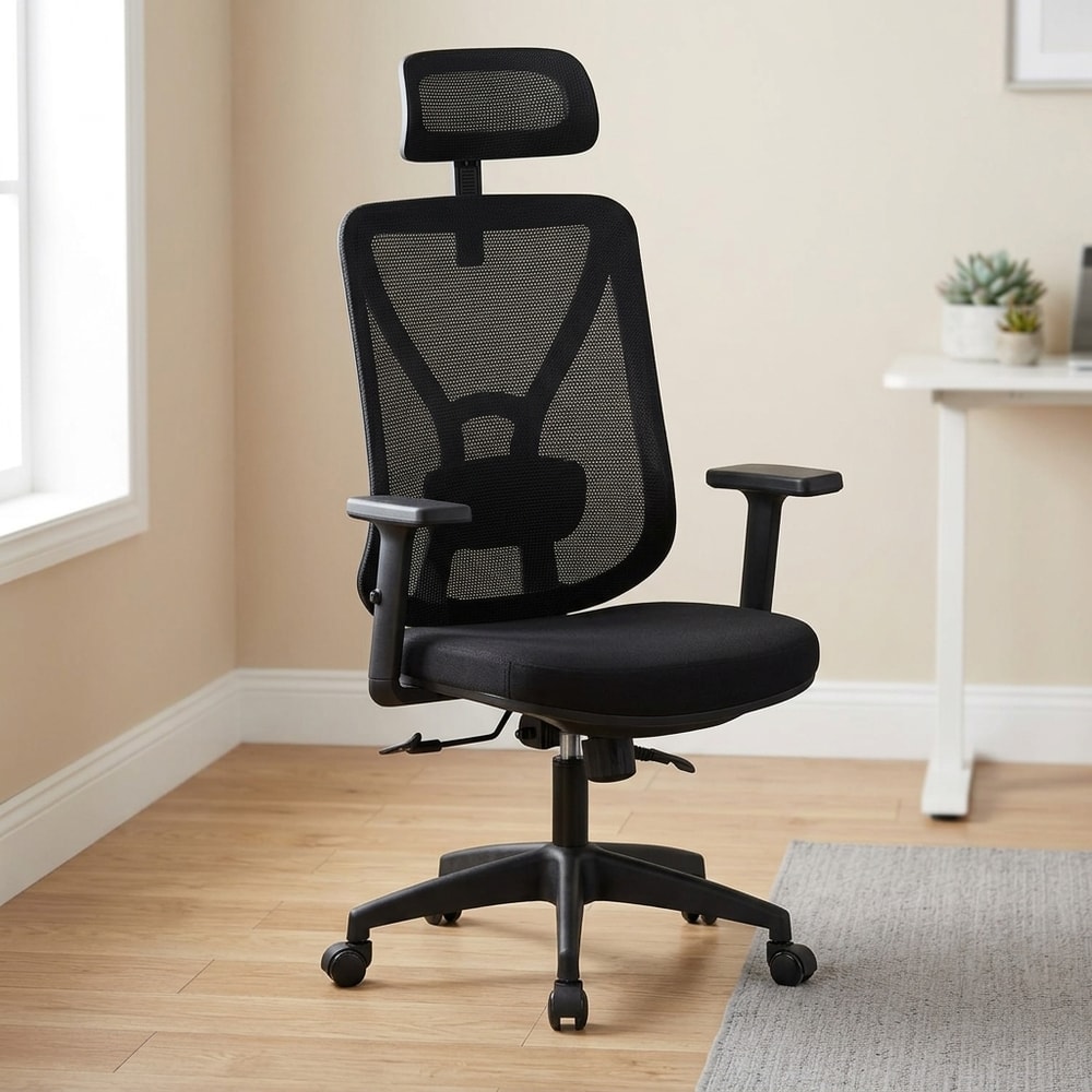 Silla de oficina ergonómica con respaldo de malla