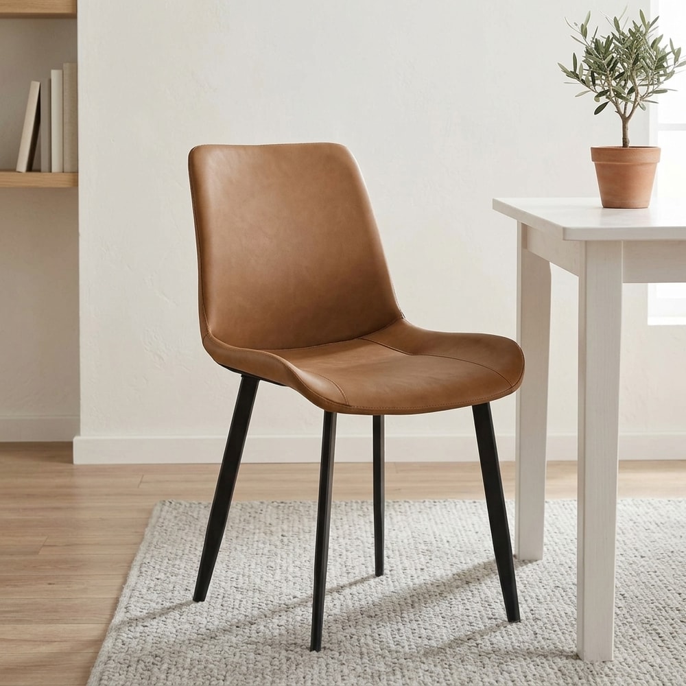 Silla de comedor símil cuero envejecido marrón