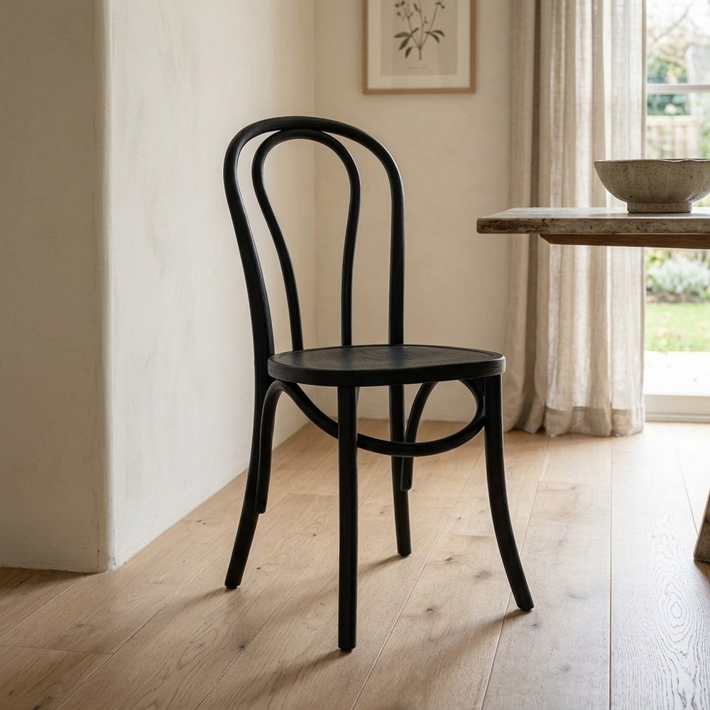 Silla de comedor clásica madera negra
