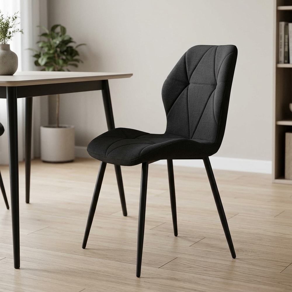 Silla de Comedor Tapizada Negra
