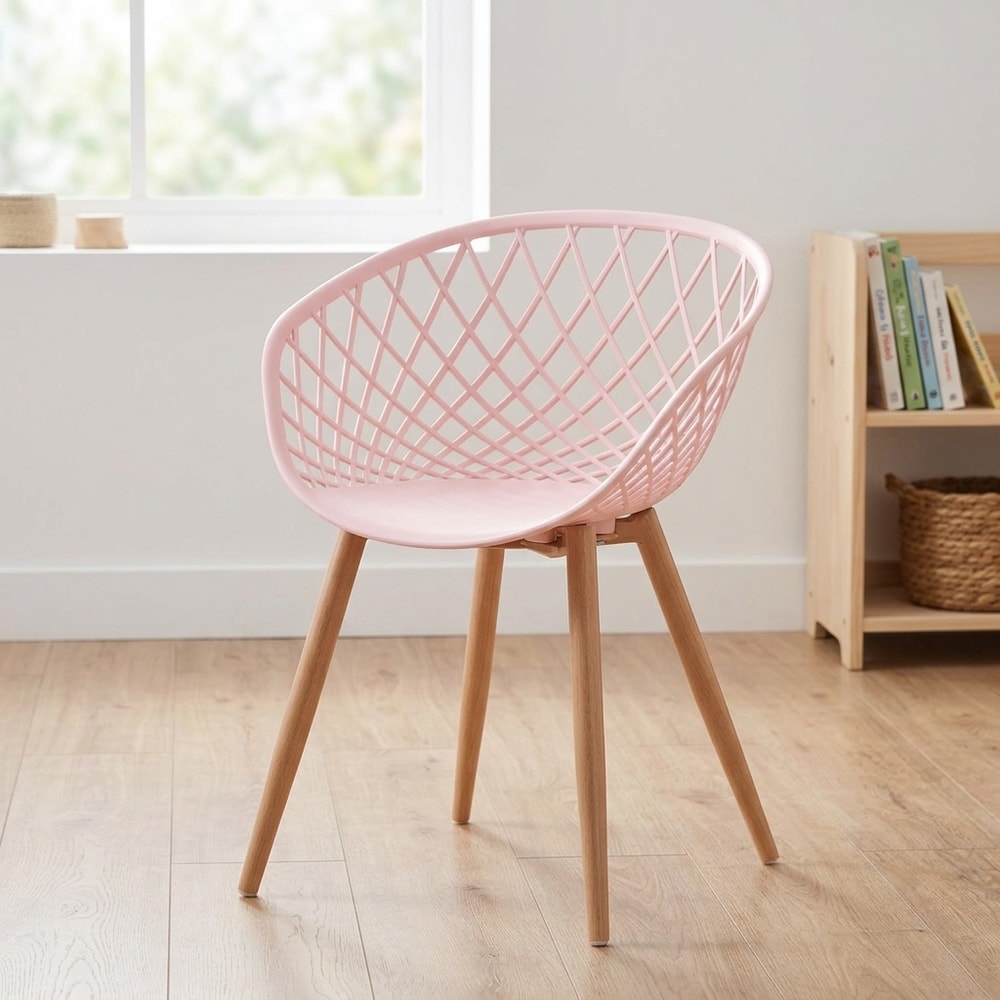Silla infantil rosa patas efecto madera