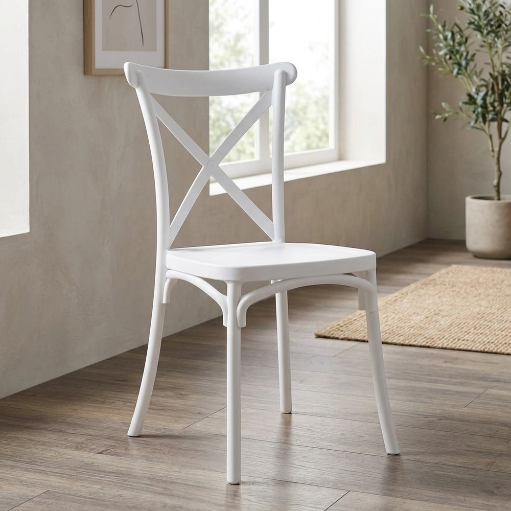 Silla de jardín apilable blanca con filtro UV